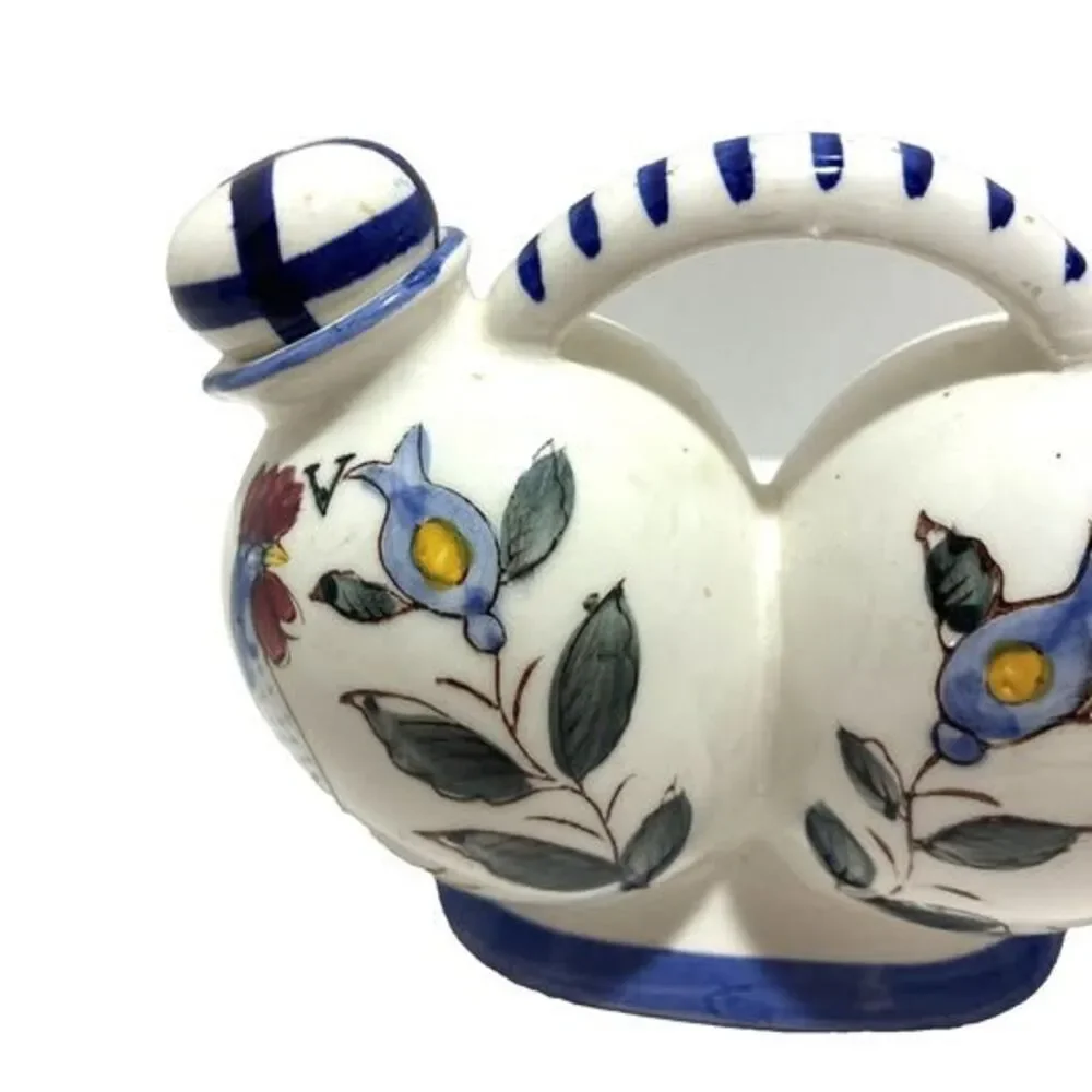 Oil And Vinegar Cruet NASCO Hand Painted Japan Vintage Rooster and Floral Design